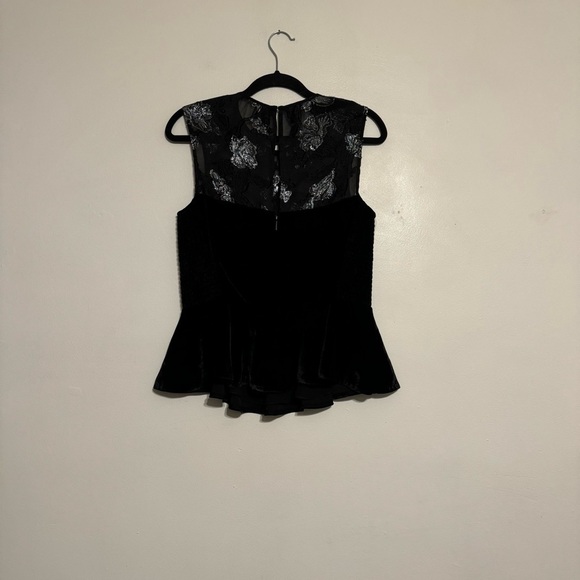 Rebecca Taylor Organza Velvet Sleeveless Peplum Top - Size 10 - Picture 8 of 12